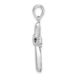 Sterling Silver Cross Pendant with Textured Reed Design, Polished Finish, Unisex Spiritual Jewelry