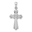 Sterling Silver Cross Pendant with Textured Reed Design, Polished Finish, Unisex Spiritual Jewelry