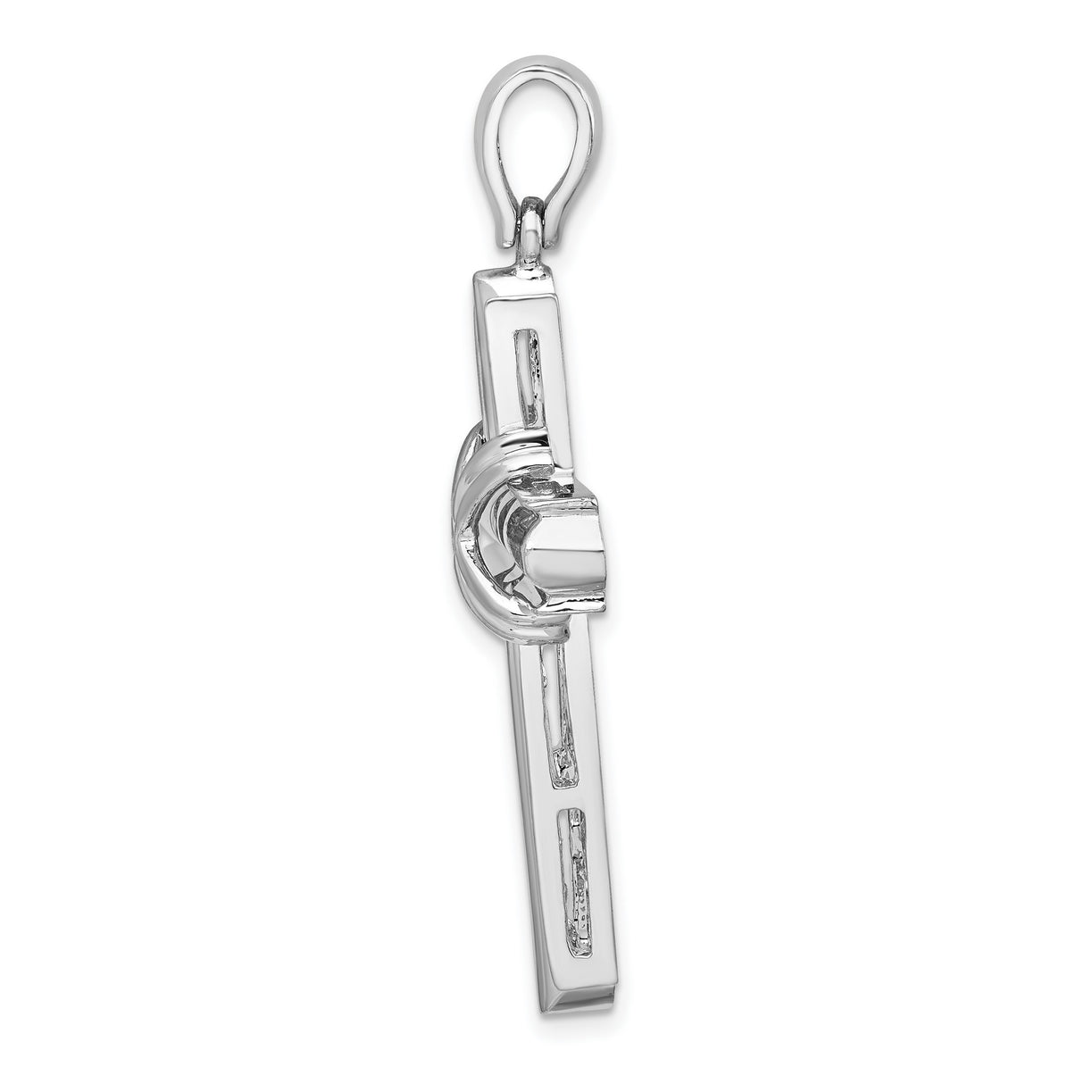 Sterling Silver Cross Pendant with Rounded Edges, High Polish Finish, Modern Christian Design
