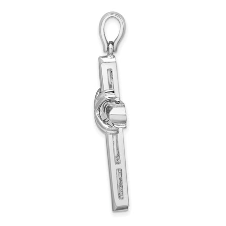 Sterling Silver Cross Pendant with Rounded Edges, High Polish Finish, Modern Christian Design