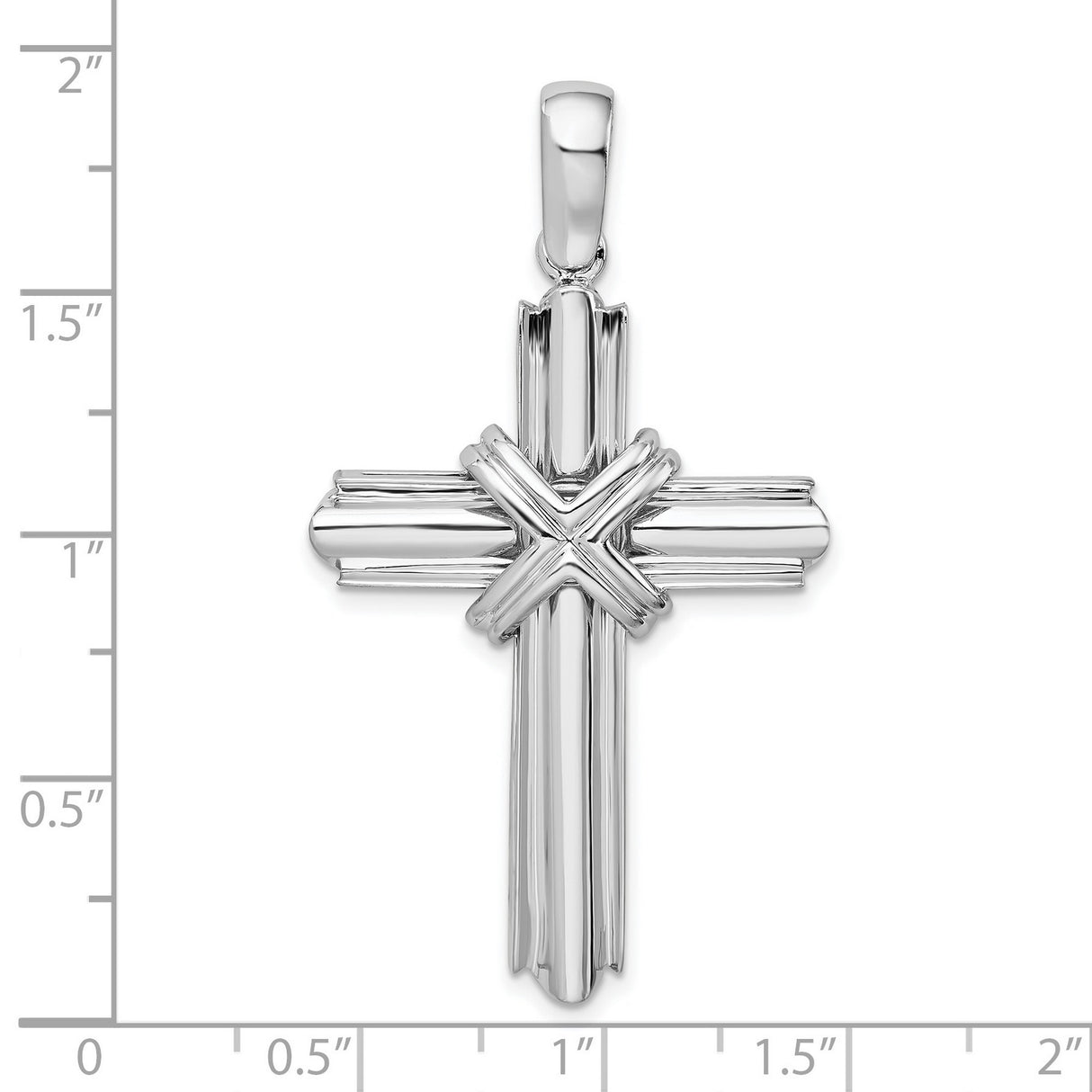 Sterling Silver Cross Pendant with Rounded Edges, High Polish Finish, Modern Christian Design