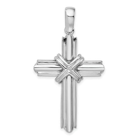 Sterling Silver Cross Pendant with Rounded Edges, High Polish Finish, Modern Christian Design