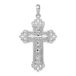 Sterling Silver Cross Pendant with Diamond Cut Filigree, Fleur de Lis, and Vintage Openwork Design