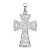 Sterling Silver Cross Pendant with Filigree Design and Beaded Edging for Men and Women