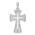 Sterling Silver Cross Pendant with Filigree Design and Beaded Edging for Men and Women