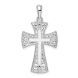 Sterling Silver Cross Pendant with Filigree Design and Beaded Edging for Men and Women