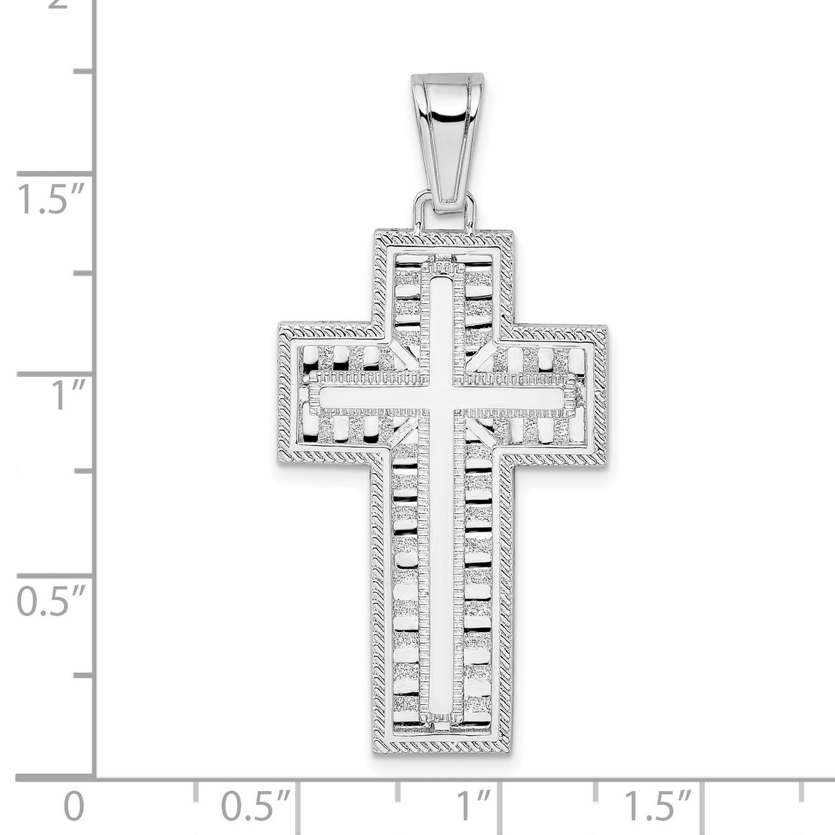 Beaded Edge and Center Latin Cross Charm Pendant in Real 925 Sterling Silver