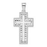 Beaded Edge and Center Latin Cross Charm Pendant in Real 925 Sterling Silver