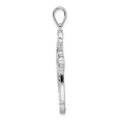 Sterling Silver Cross Pendant with Ornate Floral Accents, Religious Jewelry for Men and Women