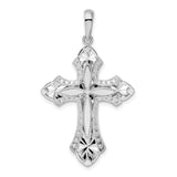 Sterling Silver Cross Pendant with Ornate Floral Accents, Religious Jewelry for Men and Women