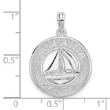 Sterling Silver Pendant with Sailboat Design, Jamaica Travel Theme, Unisex Ocean Charm