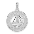 Sterling Silver Pendant with Sailboat Design, Jamaica Travel Theme, Unisex Ocean Charm