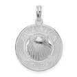 Sterling Silver Scallop Shell Pendant with Jamaica Engraving, Ocean Travel Theme