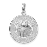 Sterling Silver Scallop Shell Pendant with Jamaica Engraving, Ocean Travel Theme