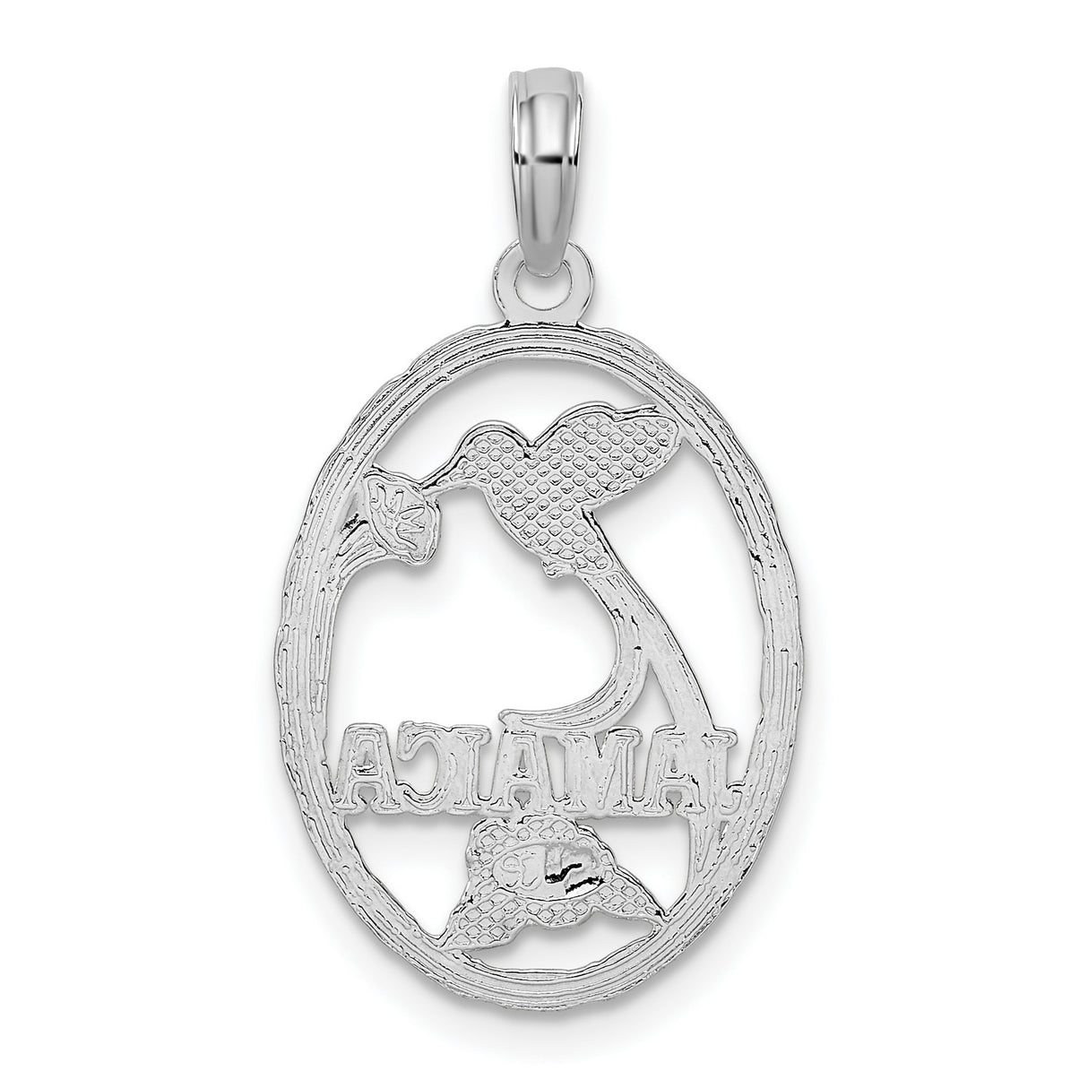 Sterling Silver Pendant with Hummingbird and Flower Design, Jamaica Island Jewelry