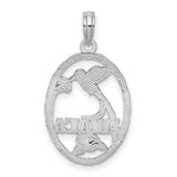 Sterling Silver Pendant with Hummingbird and Flower Design, Jamaica Island Jewelry
