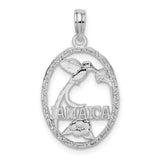 Sterling Silver Pendant with Hummingbird and Flower Design, Jamaica Island Jewelry
