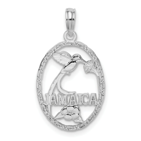 Sterling Silver Pendant with Hummingbird and Flower Design, Jamaica Island Jewelry