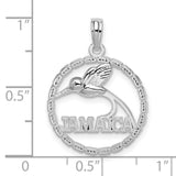 Sterling Silver Pendant with Jamaica Hummingbird in Circle Frame, Unisex Island Travel Keepsake