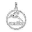 Sterling Silver Pendant with Jamaica Hummingbird in Circle Frame, Unisex Island Travel Keepsake
