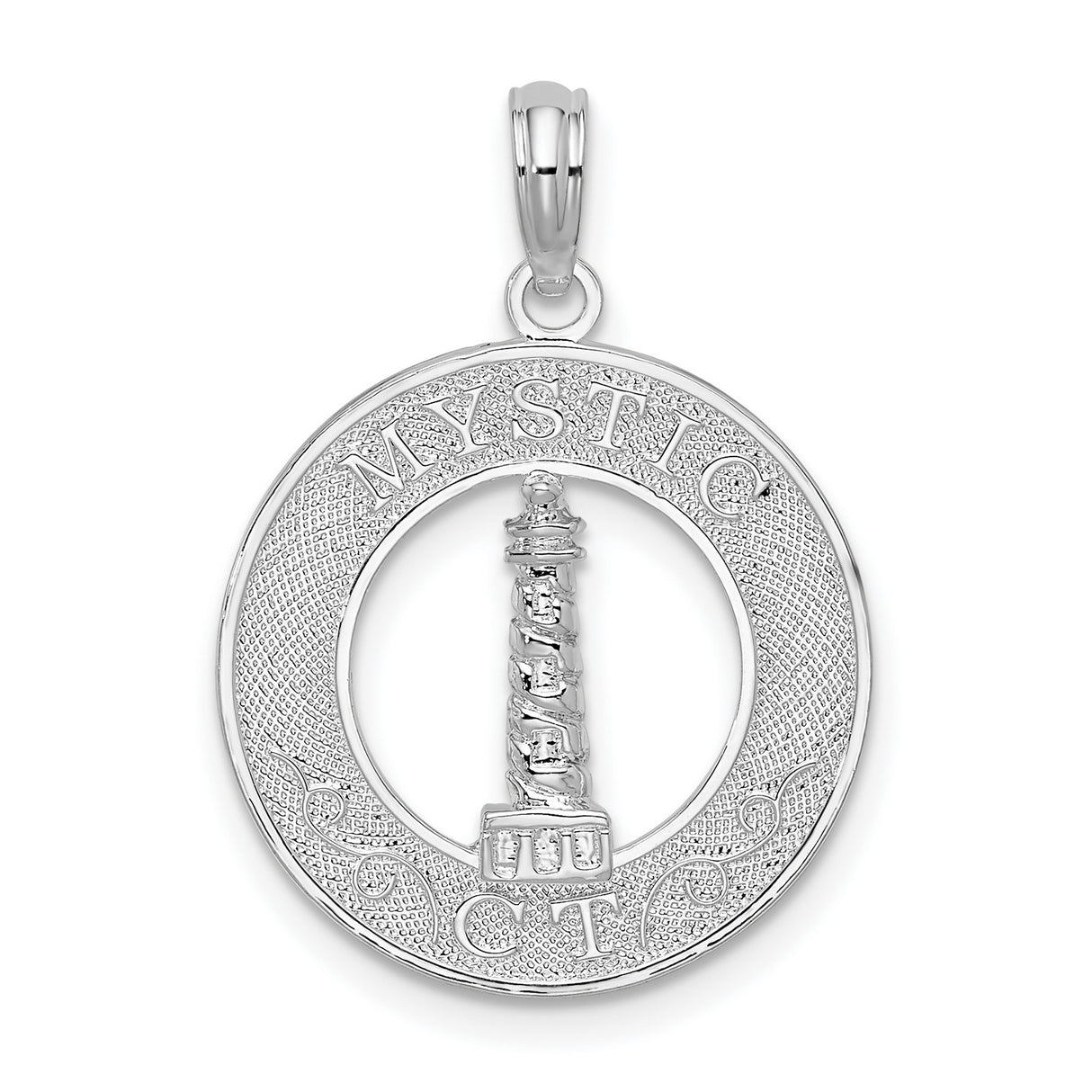 Sterling Silver Lighthouse Pendant, Nautical Mystic CT Charm, Coastal Maritime Jewelry