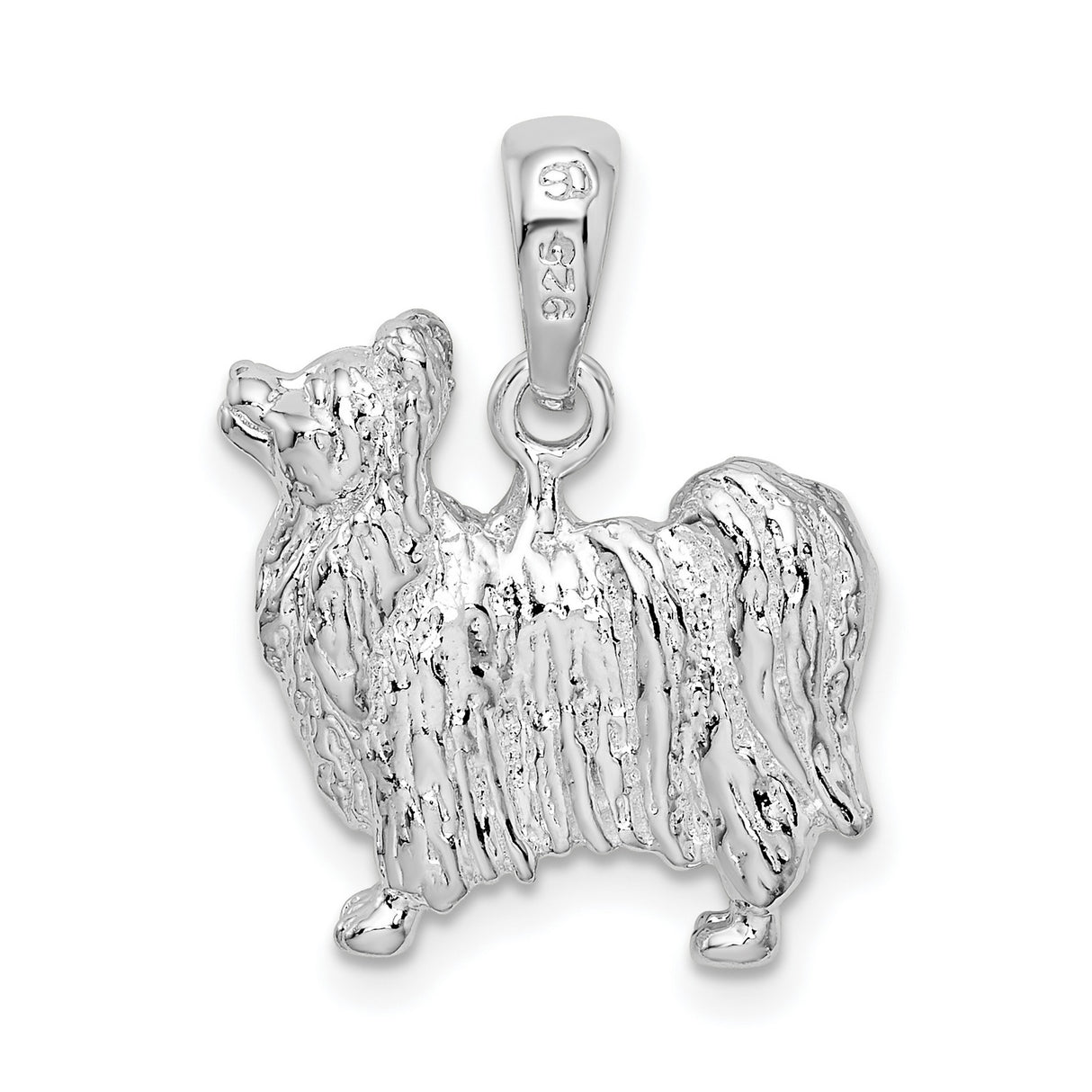 Sterling Silver Pendant with Yorkshire Terrier Design and Textured Fur Detail for Women