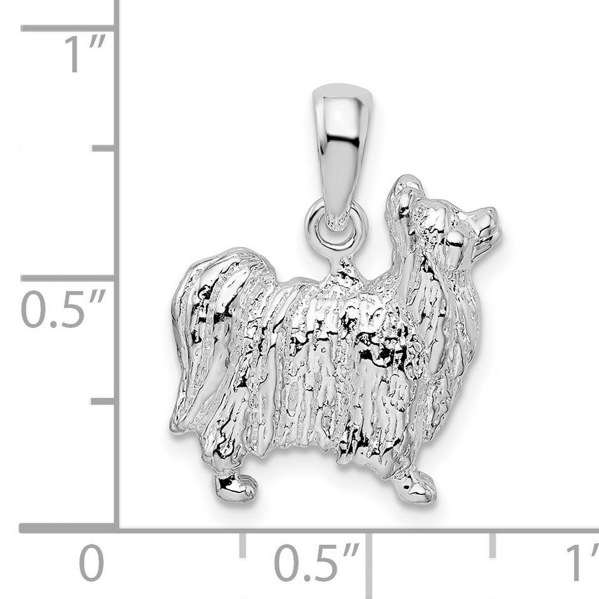 Sterling Silver Pendant with Yorkshire Terrier Design and Textured Fur Detail for Women
