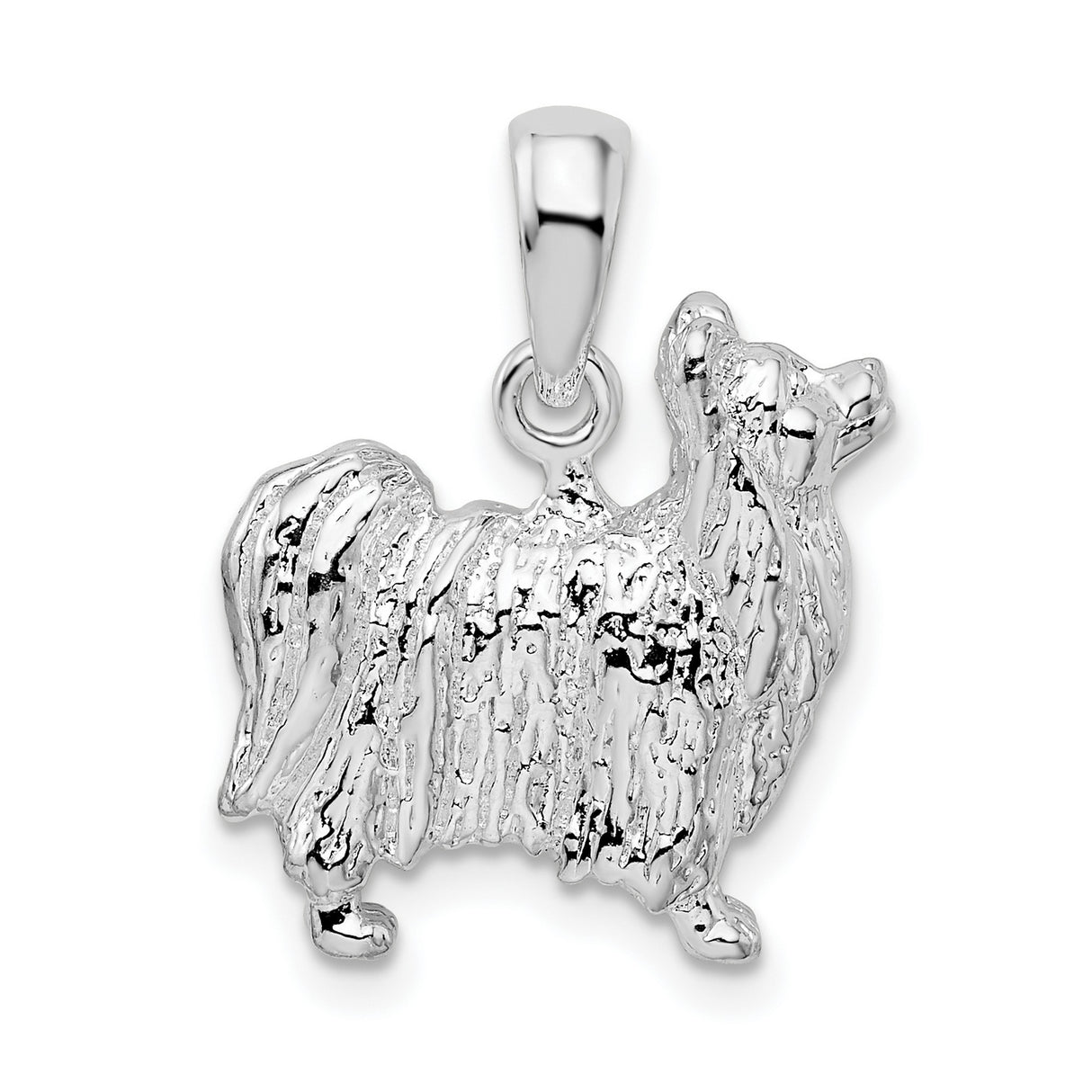 Sterling Silver Pendant with Yorkshire Terrier Design and Textured Fur Detail for Women