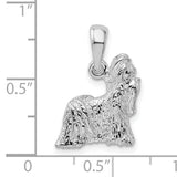 Sterling Silver Afghan Hound Pendant, Realistic Longhaired Dog Charm with Textured Detailing