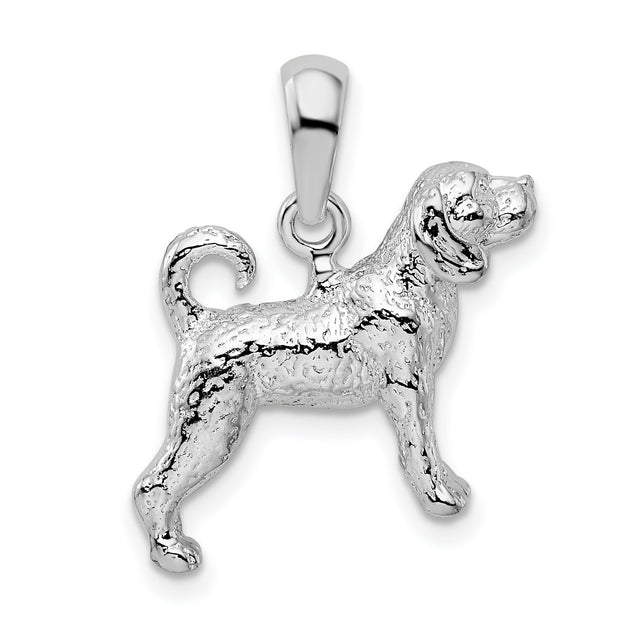 Sterling Silver Dog Pendant with Detailed Hound Design, Symbol of Loyalty and Protection