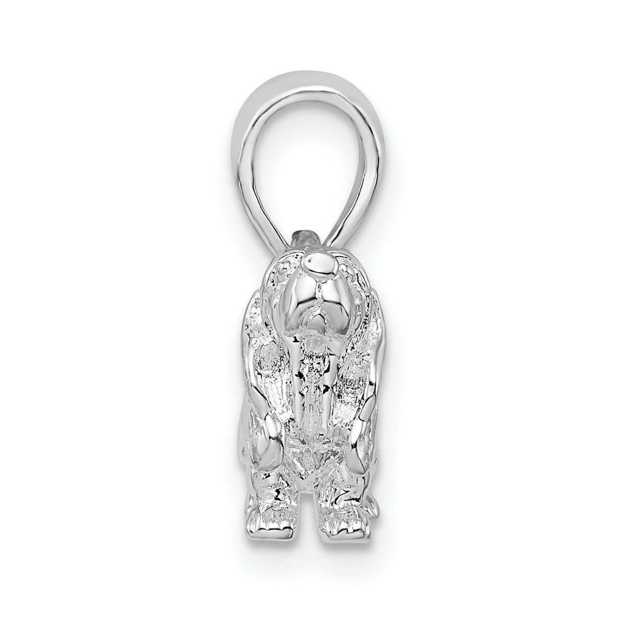 Sterling Silver Basset Hound Pendant, 3D Dog Charm with Detailed Design, Pet Memorial Jewelry