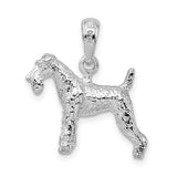 Sterling Silver Schnauzer Dog Pendant, Textured Terrier Charm, Realistic Canine Design