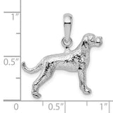 Textured 3-D English Pointer Dog Charm Pendant in Real 925 Sterling Silver