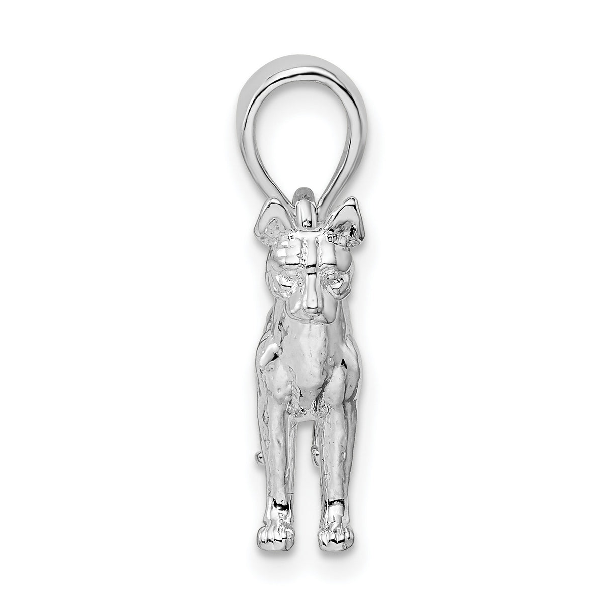 Textured 3-D Basenji Dog Charm Pendant in Real 925 Sterling Silver