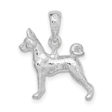 Textured 3-D Basenji Dog Charm Pendant in Real 925 Sterling Silver