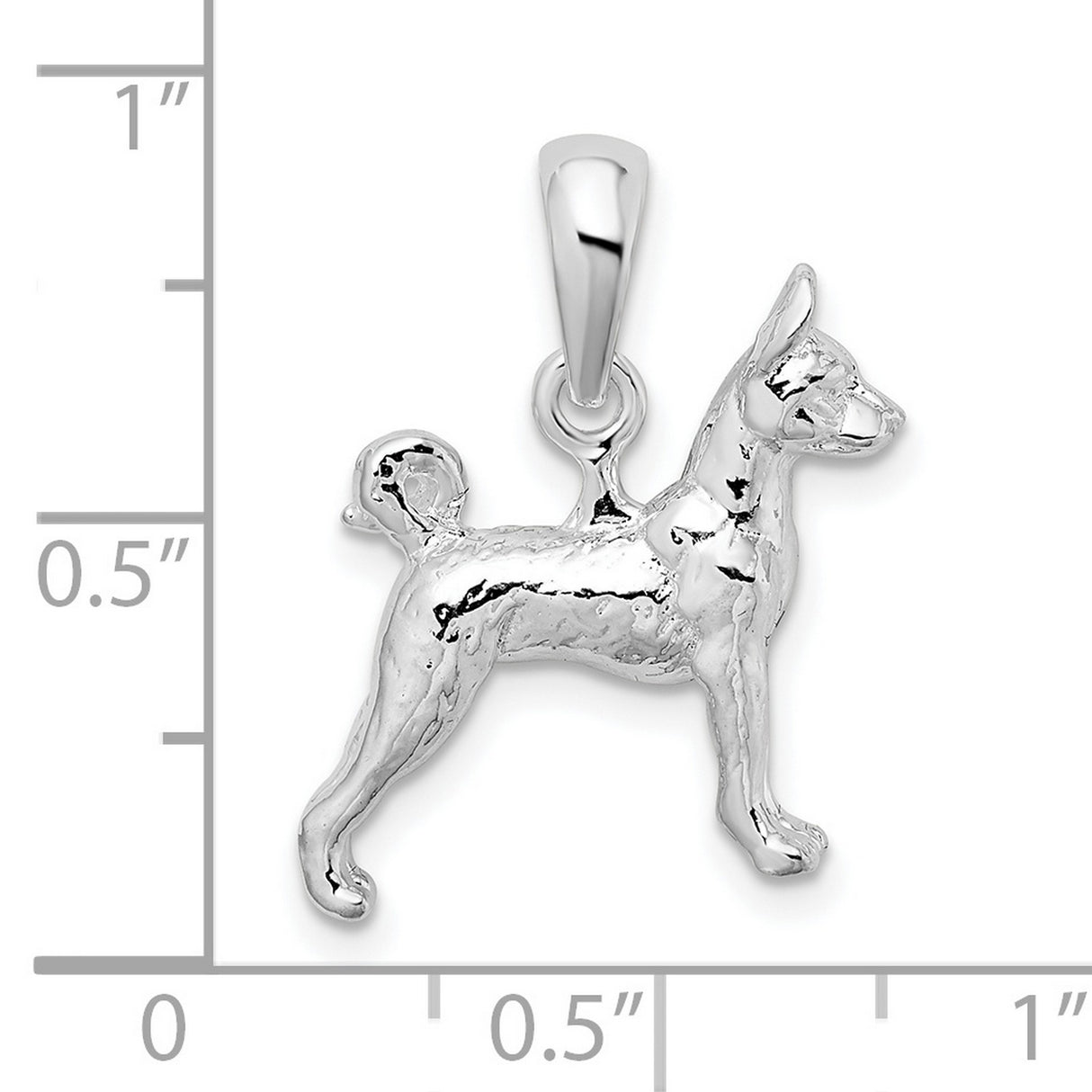 Textured 3-D Basenji Dog Charm Pendant in Real 925 Sterling Silver