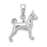 Textured 3-D Basenji Dog Charm Pendant in Real 925 Sterling Silver