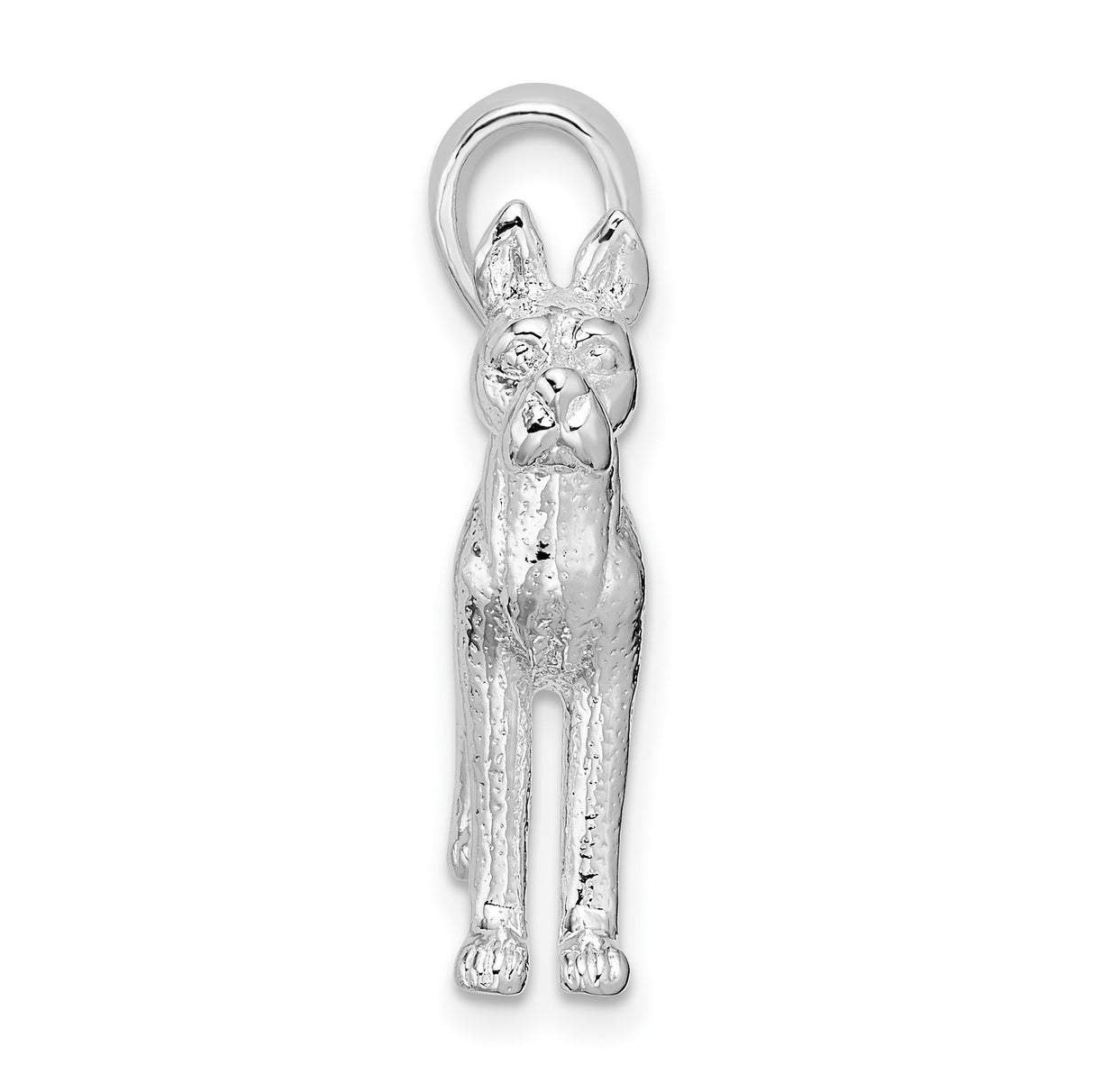 Textured 3-D Great Dane Charm Pendant in Real 925 Sterling Silver