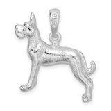 Textured 3-D Great Dane Charm Pendant in Real 925 Sterling Silver