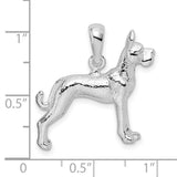 Textured 3-D Great Dane Charm Pendant in Real 925 Sterling Silver