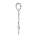 Polished 3-D Anchor and Rope Charm Pendant in Real 925 Sterling Silver