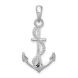 Polished 3-D Anchor and Rope Charm Pendant in Real 925 Sterling Silver