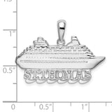 Sterling Silver Cruise Ship Pendant with ST THOMAS, Caribbean Travel Souvenir for Women or Unisex