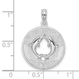 Sterling Silver Dolphin Pendant with St Thomas Engraving, Heart Design, Nautical Charm for Women
