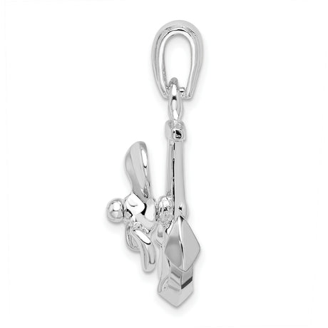 Sterling Silver Pendant with Anchor and Ship Propeller, Nautical Marine Theme for Men or Unisex