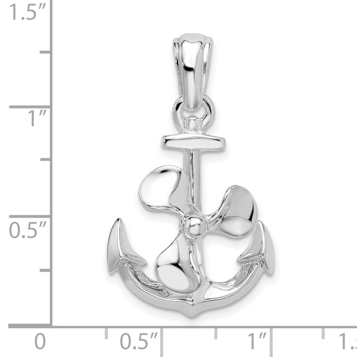 Sterling Silver Pendant with Anchor and Ship Propeller, Nautical Marine Theme for Men or Unisex
