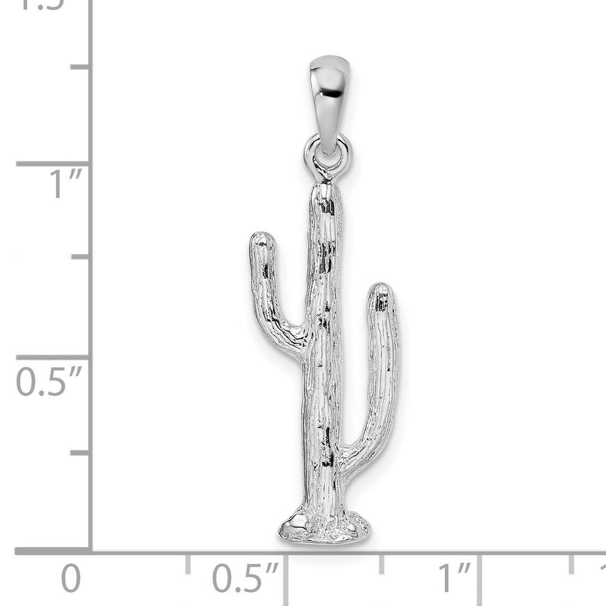 Sterling Silver Saguaro Cactus Pendant, Southwestern Desert Motif Charm for Women or Men