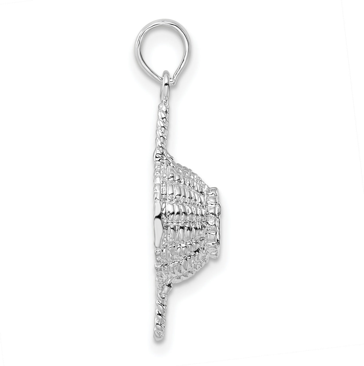 Sterling Silver Pendant with Basket Weave Design, Twisted Rope Edge, Boho Folk Style