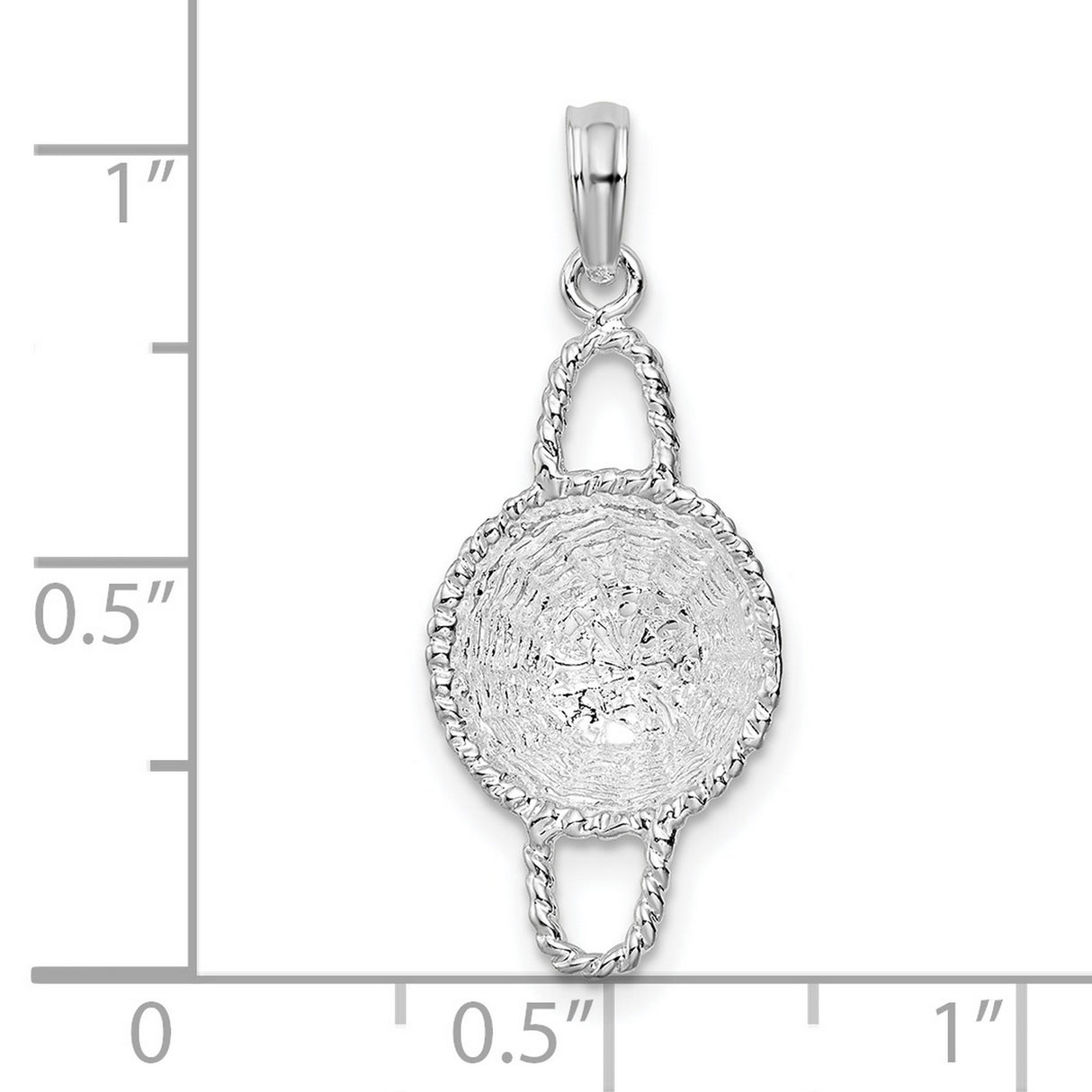 Sterling Silver Pendant with Basket Weave Design, Twisted Rope Edge, Boho Folk Style