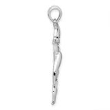 Sterling Silver Pendant with Flying Duck Over Cattails, Nature Wildlife Bird Charm Design